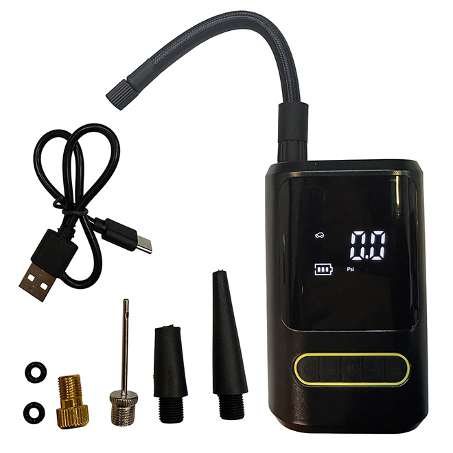 COMPRESOR DE AIRE PORTATIL, INALAMBRICO, RECARGABLE MULTIUSO, DISPLAY DIGITAL, CON CORTE, PICOS VARIOS, CARGA USB CON LUZ - 2