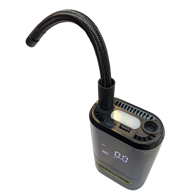 COMPRESOR DE AIRE PORTATIL, INALAMBRICO, RECARGABLE MULTIUSO, DISPLAY DIGITAL, CON CORTE, PICOS VARIOS, CARGA USB CON LUZ - 3