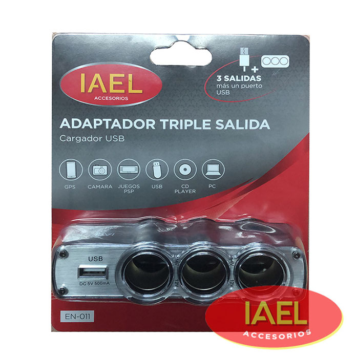 ADAPTADOR TRIPLE ENTRADA ENCENDEDOR Y USB - 2