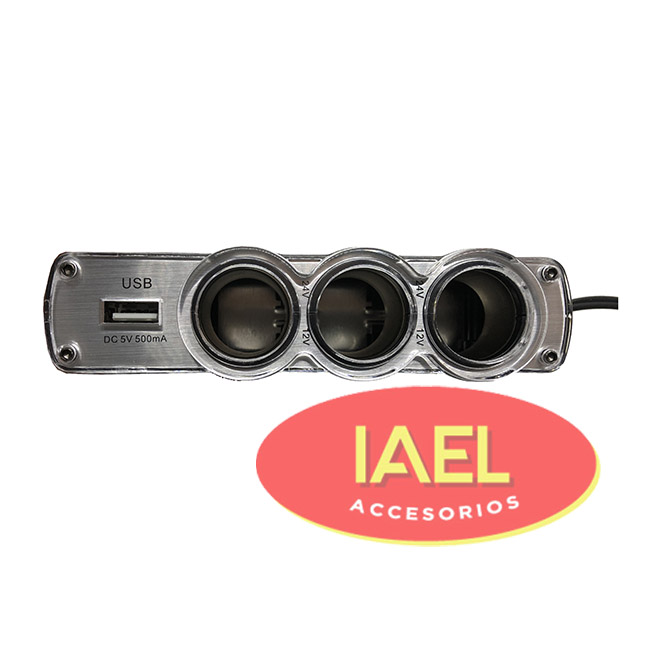 ADAPTADOR TRIPLE ENTRADA ENCENDEDOR Y USB - 3
