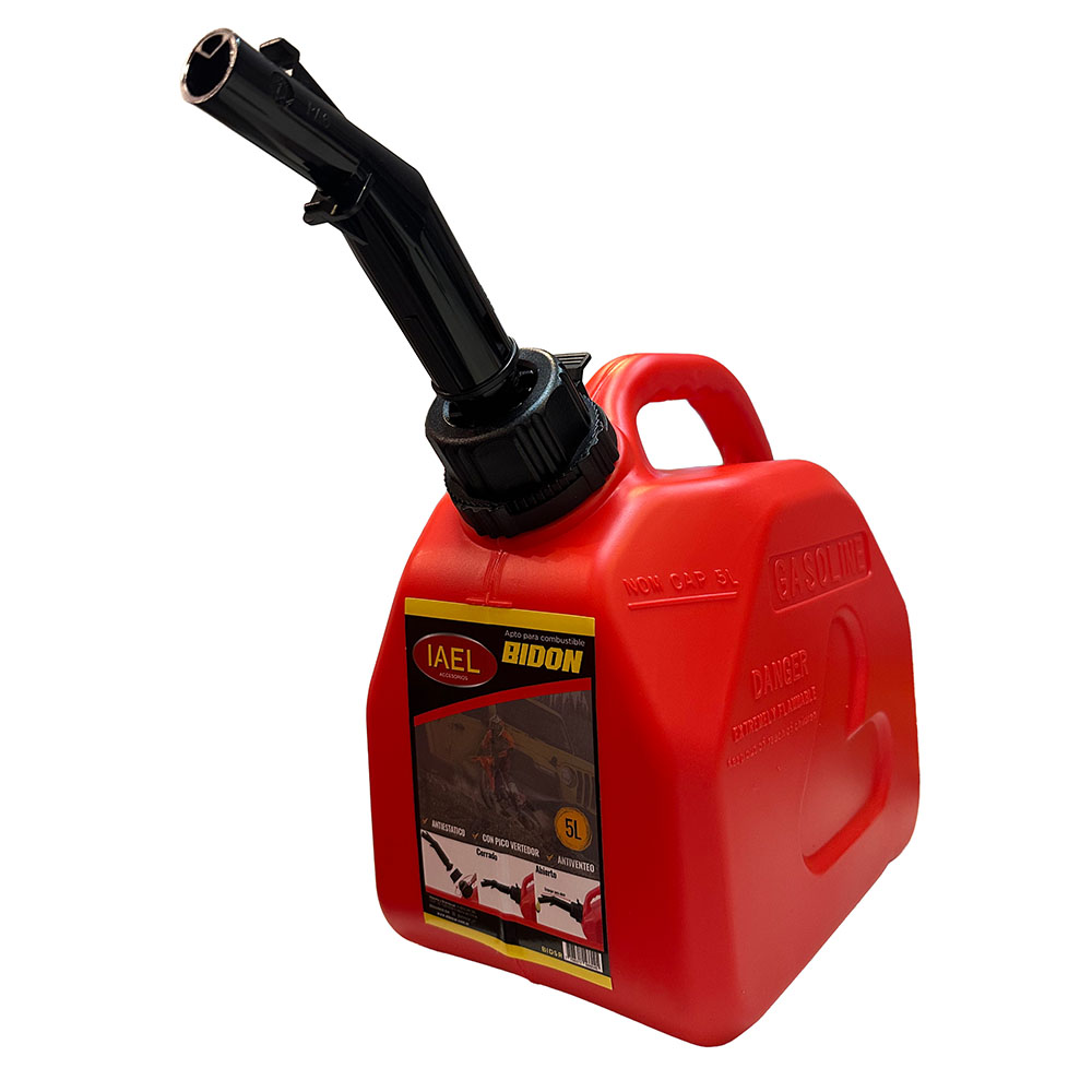 BIDON PLASTICO CON PICO VERTEDOR, PARA COMBUSTIBLE, 5 LITROS