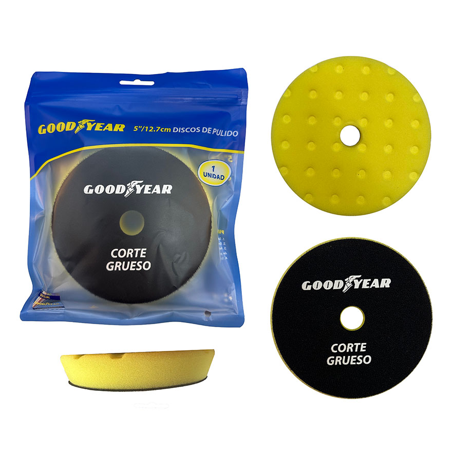 DISCO DE PULIDO GOODYEAR, ESPUMA, CORTE GRUESO, 5" 12.7CM, AMARILLO