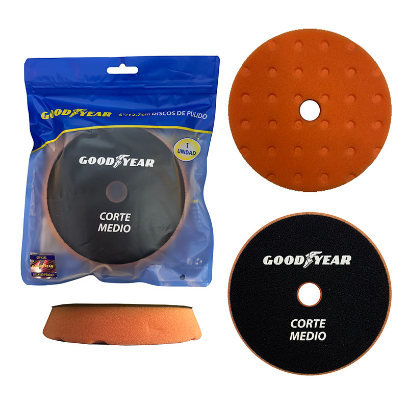 DISCO DE PULIDO GOODYEAR, ESPUMA, CORTE MEDIO, 5" 12.7CM, NARANJA