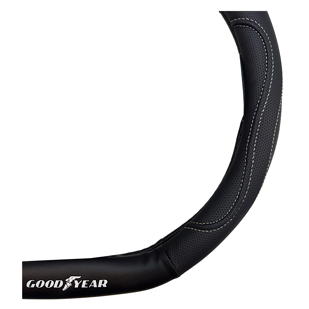 CUBRE VOLANTE GOODYEAR, NEGRO CON COSTURA, BASE PLANA, AUTO 38CM - 2