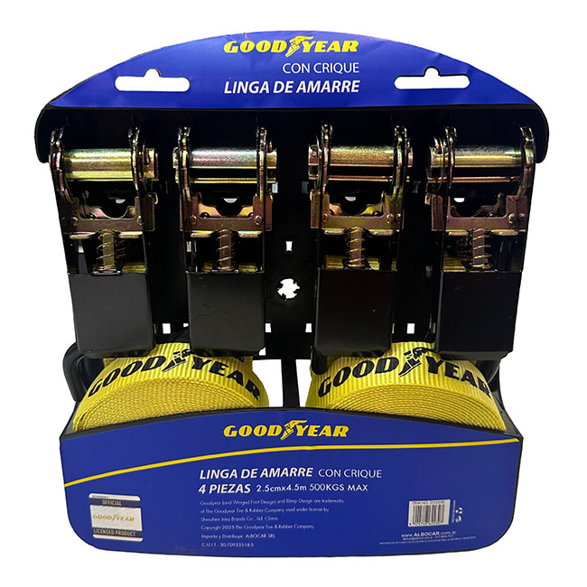 KIT X4 CINTA DE AMARRE TIPO CRIQUE GOODYEAR 1" X MTS. REFORZADA 500KG
