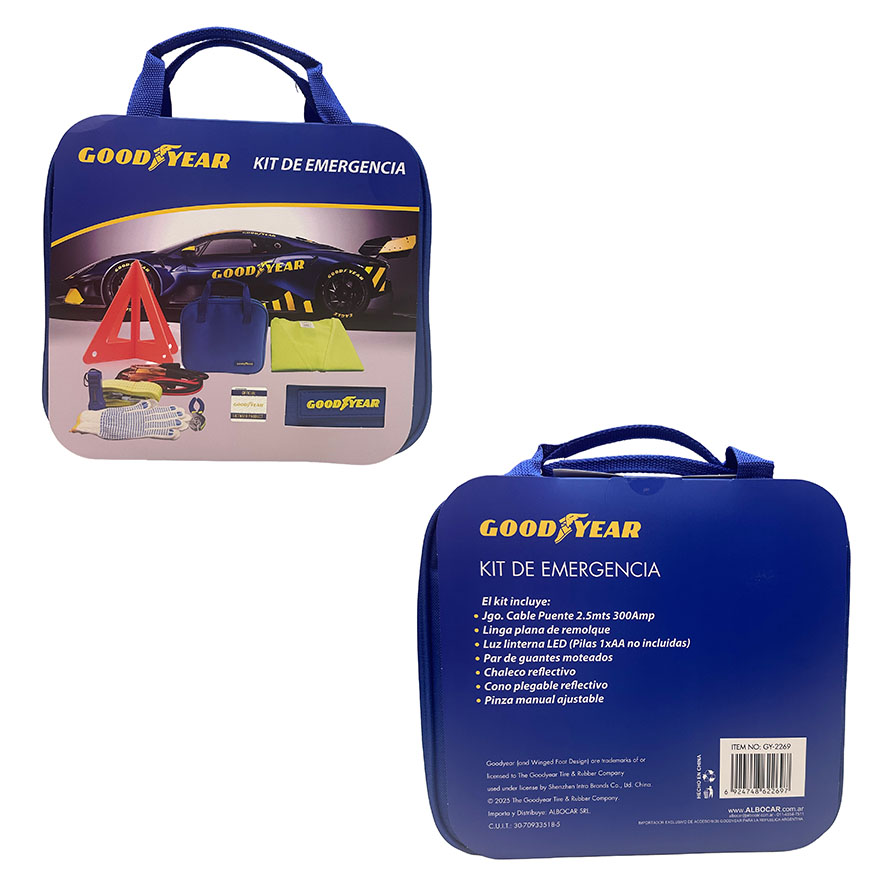 KIT DE EMERGENCIA GOODYEAR, EN BOLSO, 8PCS