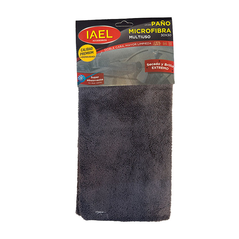 PAÑO DE LIMPIEZA MICROFIBRA PREMIUM, CORTE LASER, 30X30CM, EXTRA SOFT, GRIS