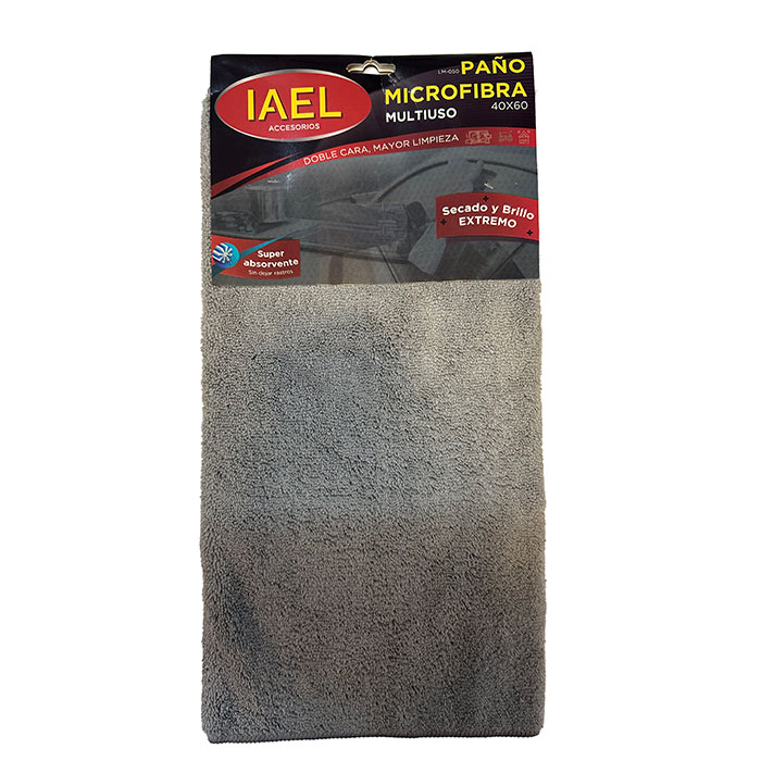PAÑO DE LIMPIEZA MICROFIBRA MULTIUSO, DOBLE CARA, 40X60CM, GRIS