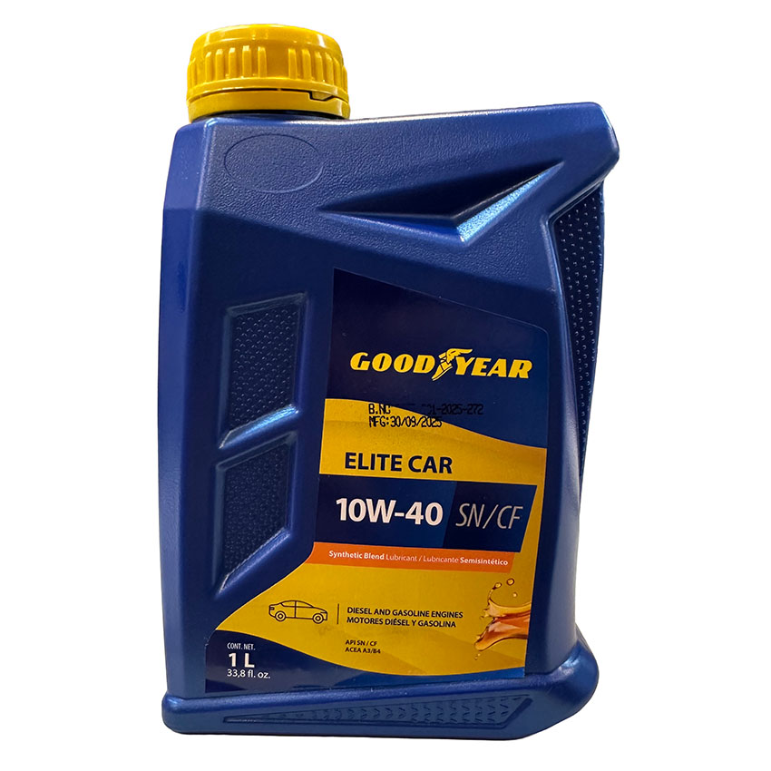 ACEITE MULTIGRADO GOODYEAR ELITE CAR SEMI SINTETICO 10W40 1 LITRO, SN/CF - 2