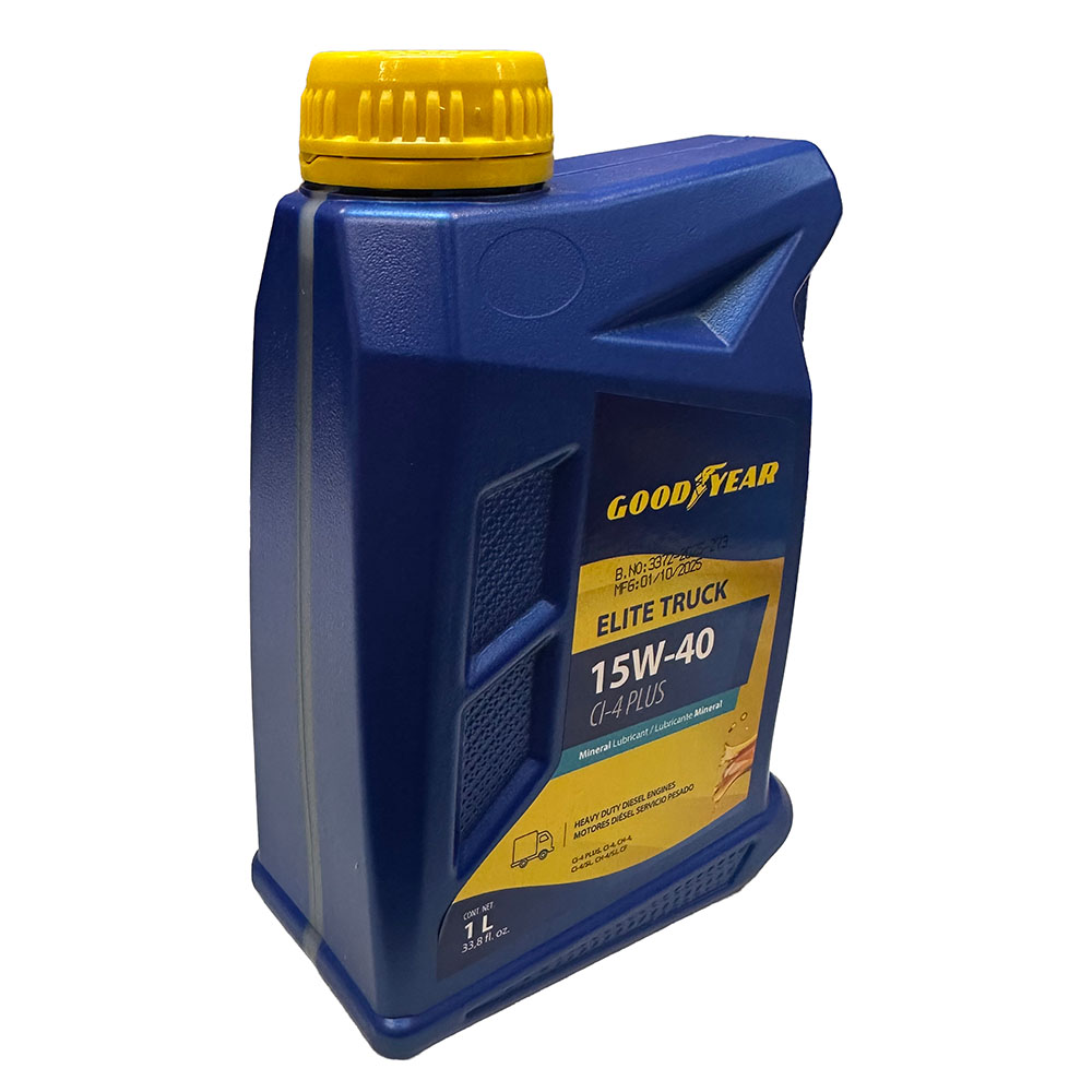 ACEITE MULTIGRADO GOODYEAR ELITE TRUCK MINERAL 15W40 1 LITRO, CI-4PLUS A3/B4 E7 AMBAR