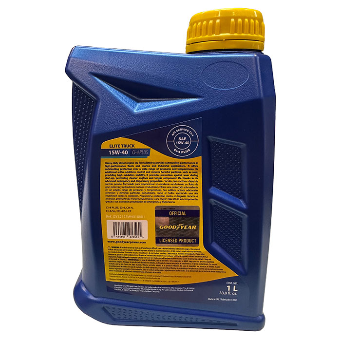 ACEITE MULTIGRADO GOODYEAR ELITE TRUCK MINERAL 15W40 1 LITRO, CI-4PLUS A3/B4 E7 AMBAR - 3
