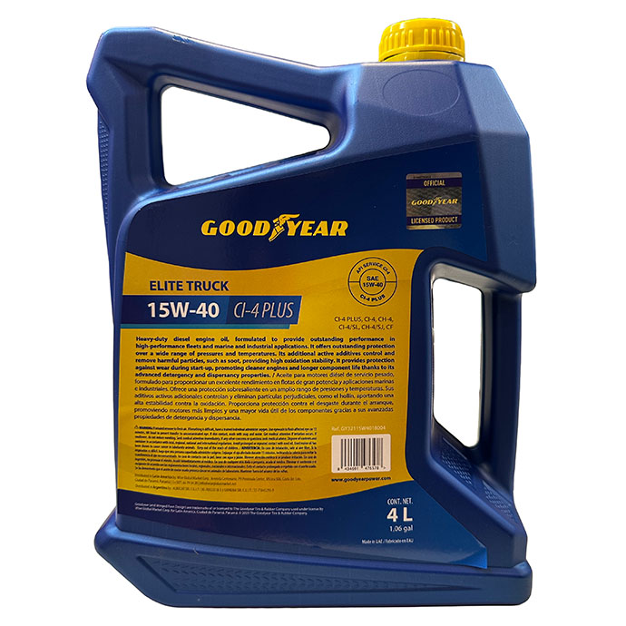 ACEITE MULTIGRADO GOODYEAR ELITE TRUCK MINERAL 15W40 4 LITROS, CI-4PLUS A3/B4 E7 AMBAR - 3