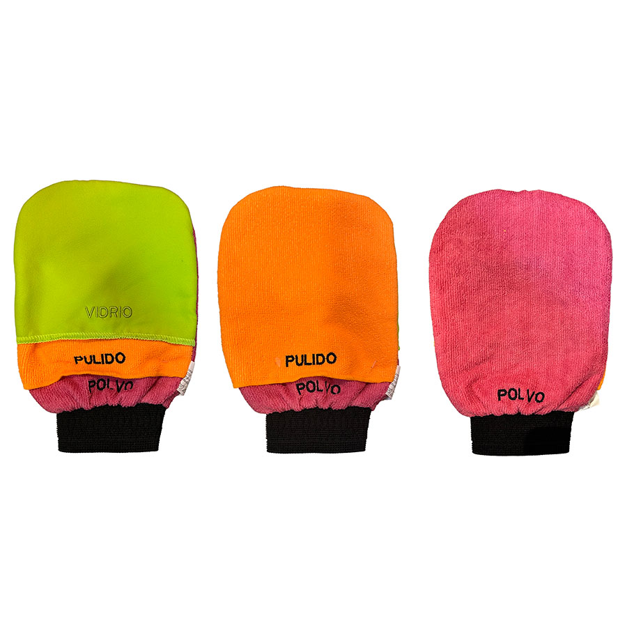 MANOPLA DE LIMPIEZA MICROFIBRA TRIPLE, 3 EN 1 VIDRIO PULIDO POLVO, 24X15CM