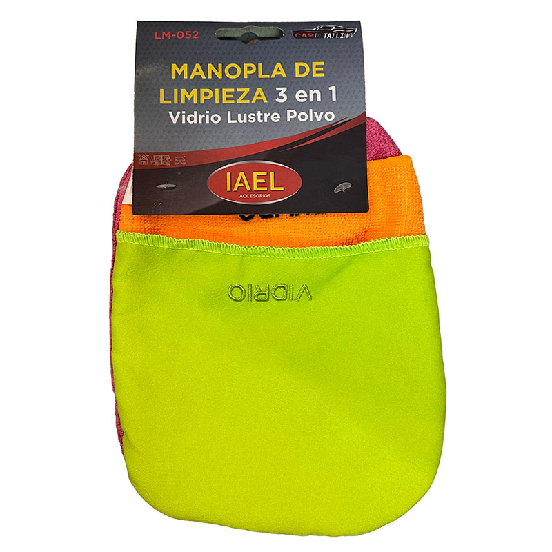 MANOPLA DE LIMPIEZA MICROFIBRA TRIPLE, 3 EN 1 VIDRIO PULIDO POLVO, 24X15CM - 2