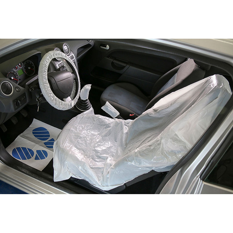 KIT CUIDADO PROTECTOR INTERIOR AUTOMOTOR 5 EN 1, LAVADERO Y TALLER, CUBRE ALFOMBRA, CUBRE VOLANTE, CUBRE PALANCA, CUBRE FRENO, CUBRE ASIENTO.