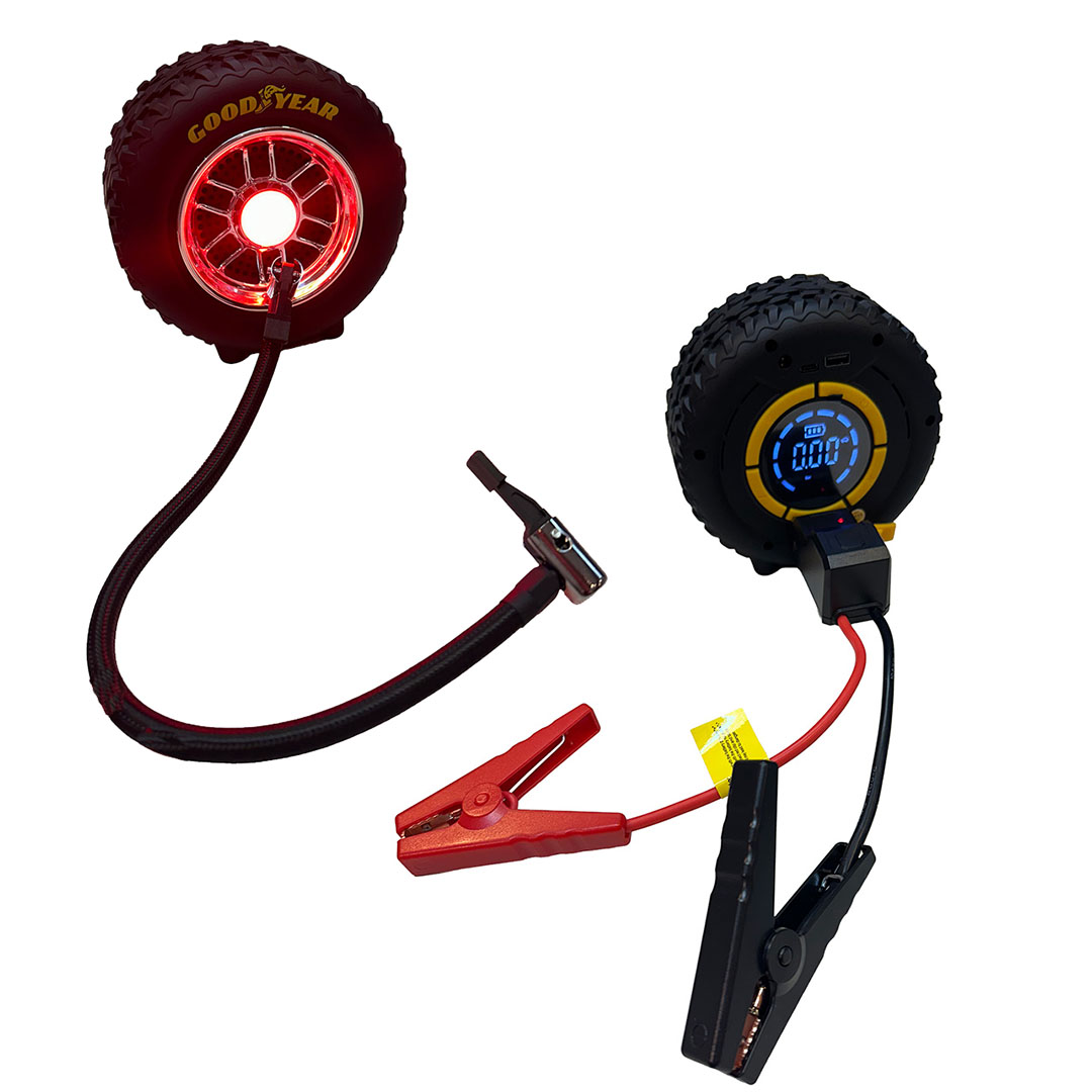 COMPRESOR INALAMBRICO + ARRANCADOR + LINTERNA EMERGENCIA, GOODYEAR, 3 EN 1 - 2