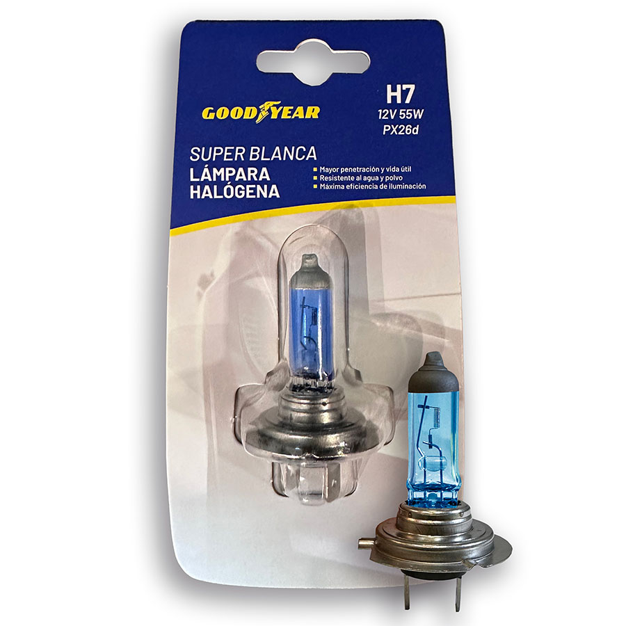 LAMPARA GOODYEAR H7 12V 55W, SUPER BLANCA, EN BLISTER