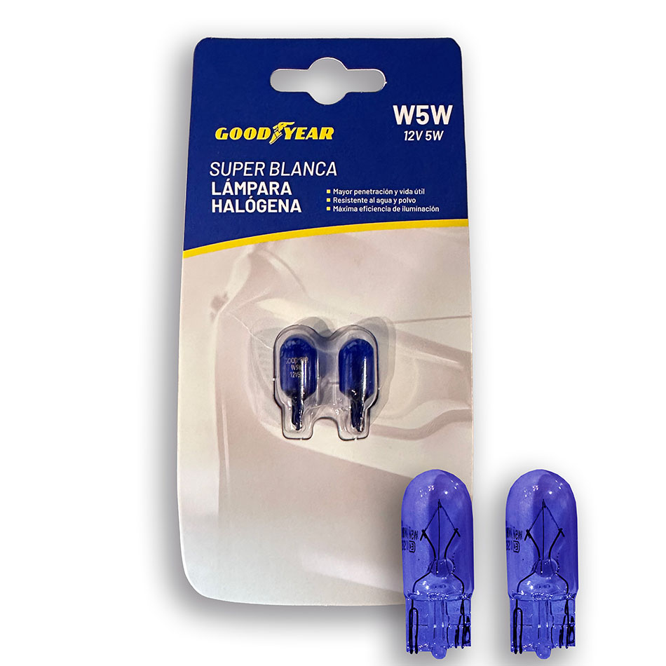 JGO. LAMPARA GOODYEAR T10 W5W 12V 5W, SUPER BLANCA, BLISTER X2