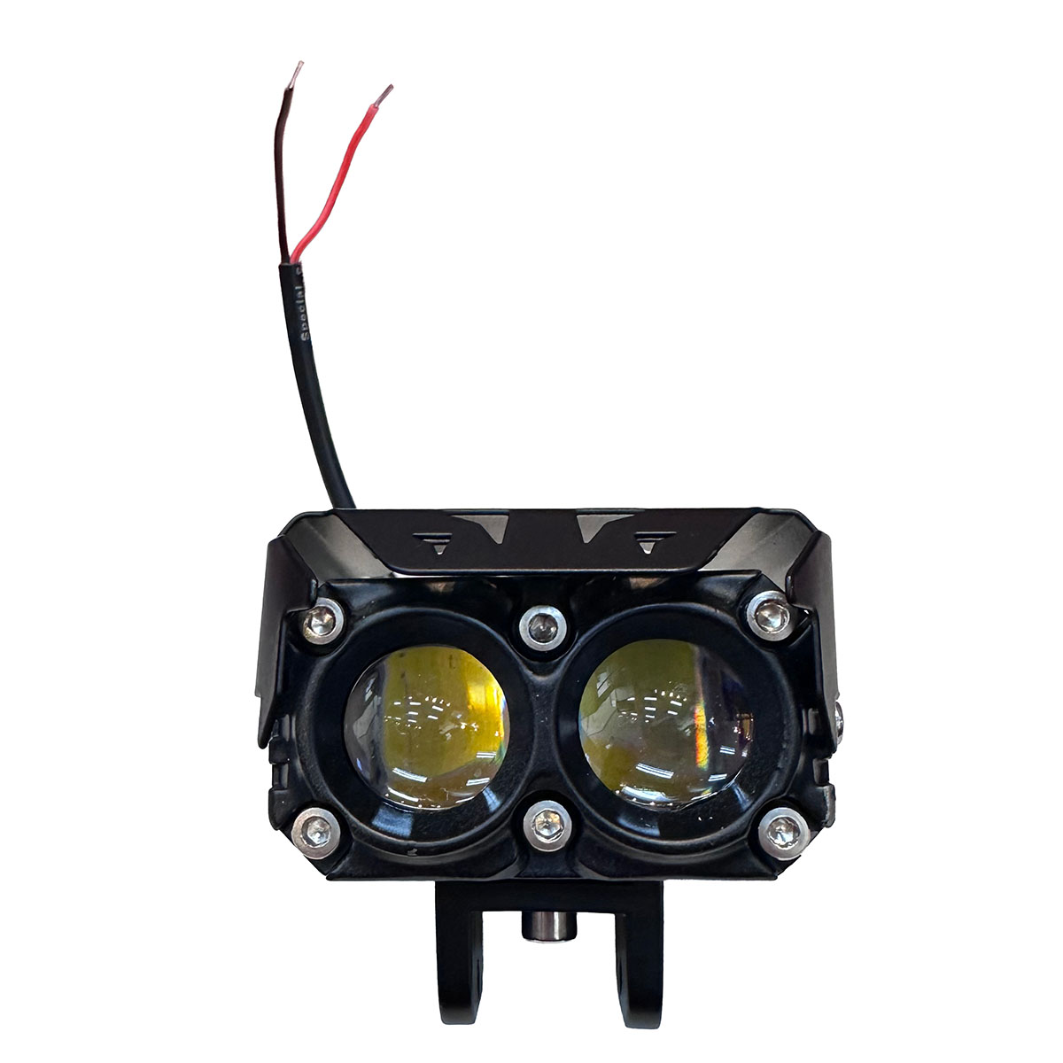 FARO LED RECTANGULAR, 2 LUPAS 30W, LUZ BLANCA Y AMARILLA, 5 FUNCIONES, LUZ FIJA - FLASH - FLASH INTERMITENTE. 7 X 4 X 6CM - 2