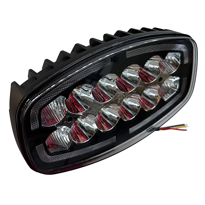 FARO LED OVALADO 36W 12 LEDS, CON GIRO DRL AMBAR, CARCAZA ALUMINIO, 24 X 13 X 5CM
