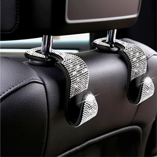 JGO. DE GANCHOS CON BRILLO, PORTA BOLSA/CARTERA, SOPORTE PARA ASIENTO, ORGANIZADOR MULTIUSO X2 - 2