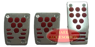 JGO. PEDALERA T-FORM, ALUM PULIDO, C/GOMA ROJA
