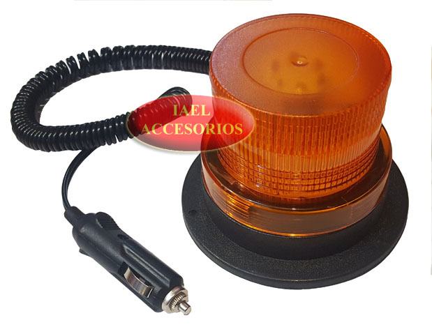 BALIZA LED FLASH REDONDA B/IMANTADA 24V. AMBAR