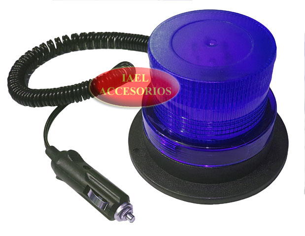 BALIZA LED FLASH REDONDA B/IMANTADA 12V. AZUL