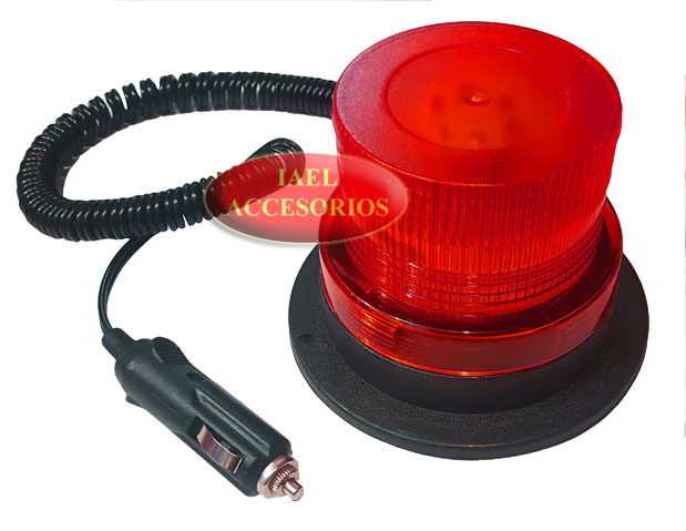 BALIZA LED FLASH REDONDA B/IMANTADA 12V. ROJA