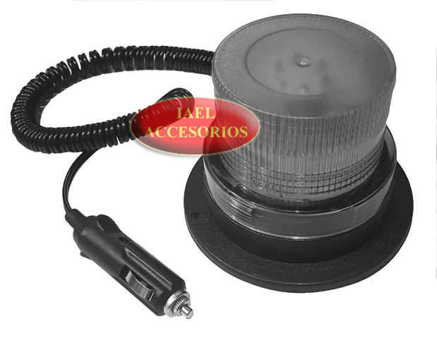 BALIZA LED FLASH REDONDA B/IMANTADA 12V. TRANSPARENTE