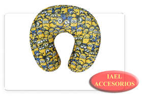 ALMOHADON PARA VIAJE, NIÑO, MINIONS, MICRO ESFERAS
