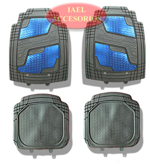 JGO.C/ALFOMBRA PVC CON APLIQUE AZUL PLATA, 4PZAS, ALTA CALIDAD