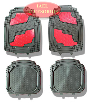 JGO.C/ALFOMBRA PVC CON APLIQUE ROJO PLATA, 4PZAS, ALTA CALIDAD