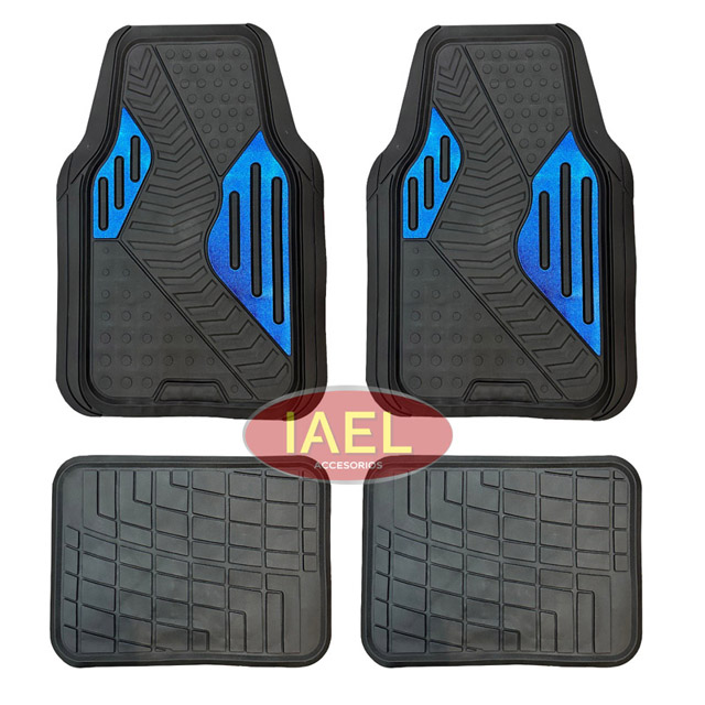 JGO. CUBRE ALFOMBRA 4PCS PVC PESADA, CON DOBLE APLIQUE SIMIL ALUMINIO