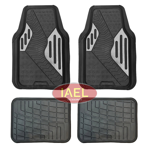 JGO. CUBRE ALFOMBRA 4PCS PVC PESADA, CON DOBLE APLIQUE SIMIL ALUMINIO