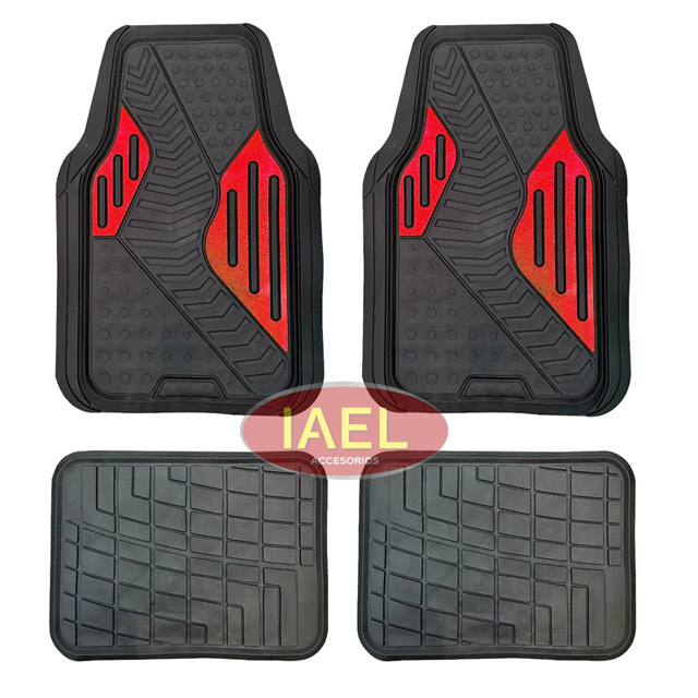 JGO. CUBRE ALFOMBRA 4PCS PVC PESADA, CON DOBLE APLIQUE SIMIL ALUMINIO