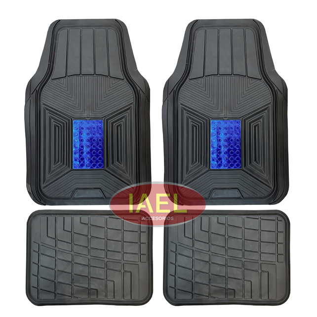 JGO. CUBRE ALFOMBRA 4PCS PVC PESADA, CON APLIQUE CUAD SIMIL ALUMINIO A