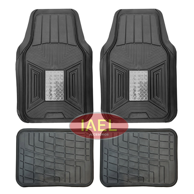 JGO. CUBRE ALFOMBRA 4PCS PVC PESADA, CON APLIQUE CUAD SIMIL ALUMINIO G