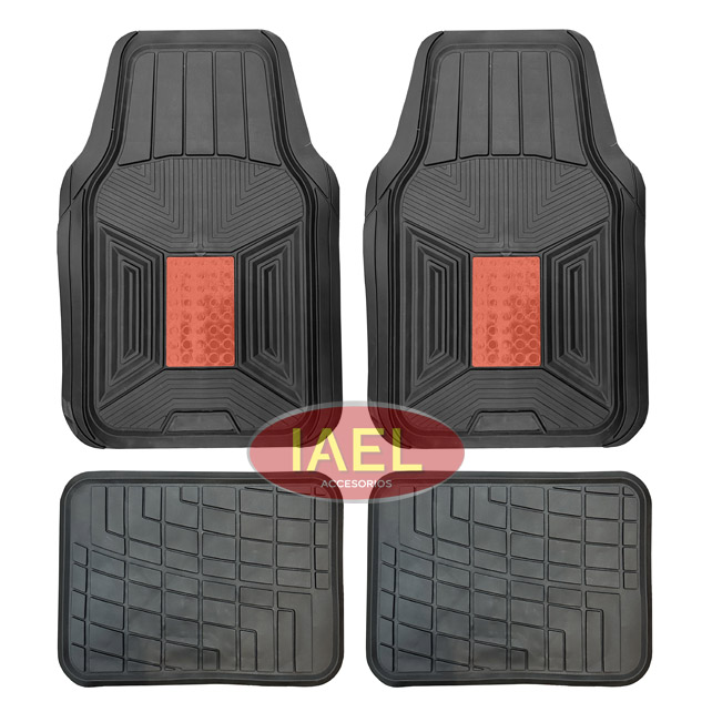 JGO. CUBRE ALFOMBRA 4PCS PVC PESADA, CON APLIQUE CUAD SIMIL ALUMINIO R
