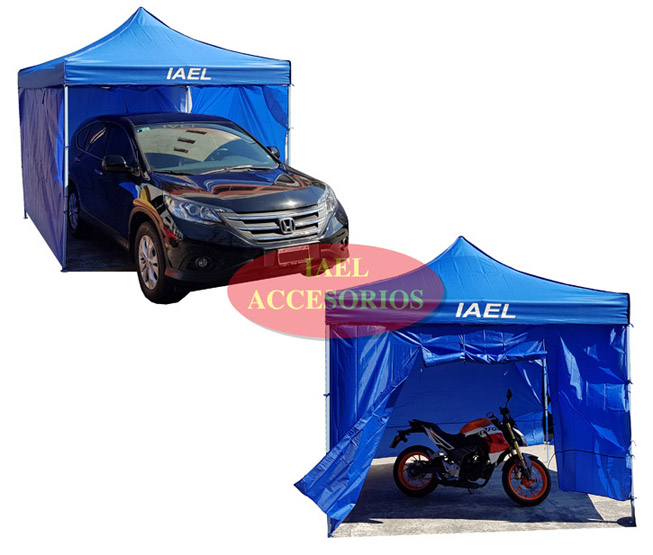 GAZEBO PLEGABLE 3X3MTS, CON BOLSO, AZUL, 4 PAREDES