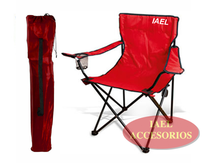 SILLA PLAYERA PLEGABLE CON BOLSO, TIPO DIRECTOR, ROJA