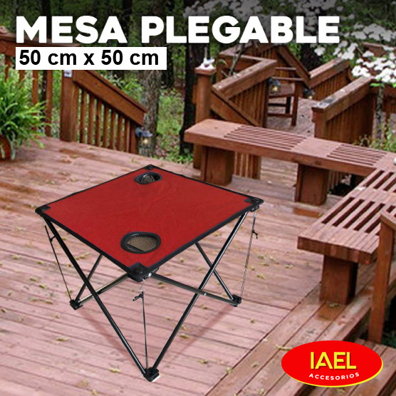 MESA DE PLAYA, TELA PLEGABLE, VERDE, 50*50CM, CON BOLSO - 2