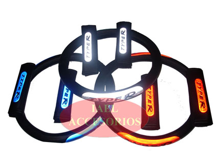 KIT CUBRE VOLANTE Y CUBRECINTURON NEGRO C/GRIS