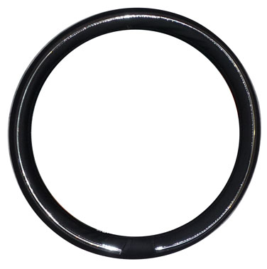 CUBRE VOLANTE 38CM FORRADO CUERINA NEGRO C/ ARO CROMADO