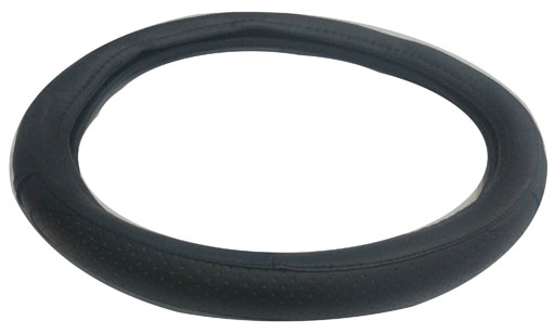 CUBRE VOLANTE FORRADO SIMIL CUERO 38CM, CON COSTURA, COMBINADO PICADO