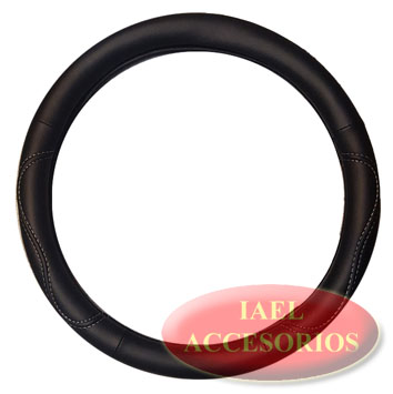 CUBRE VOLANTE FORRADO SIMIL CUERO 38CM, CON COSTURA GRIS PLATA -TOP-