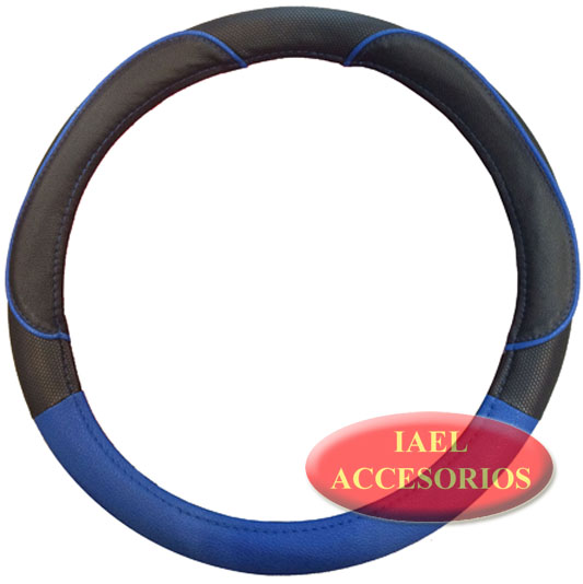 CUBRE VOLANTE MILO 38CM NEGRO C/TURQUESA