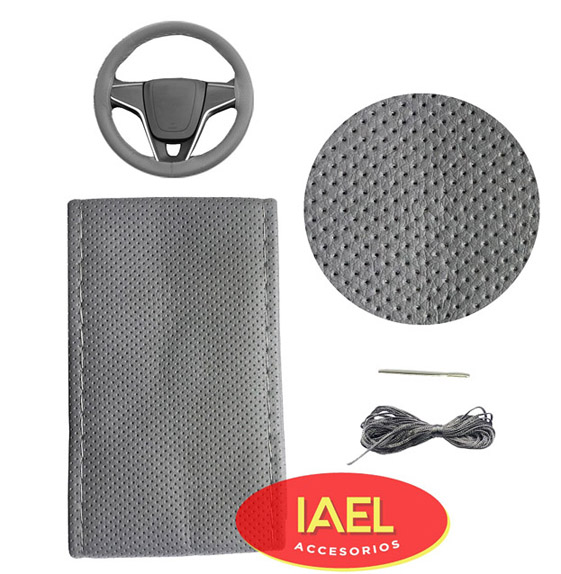 CUBRE VOLANTE PARA COSER, CUERINA PICADA, GRIS, 38CM