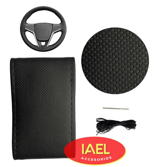 CUBRE VOLANTE PARA COSER, CUERINA PICADA, NEGRO, 38CM