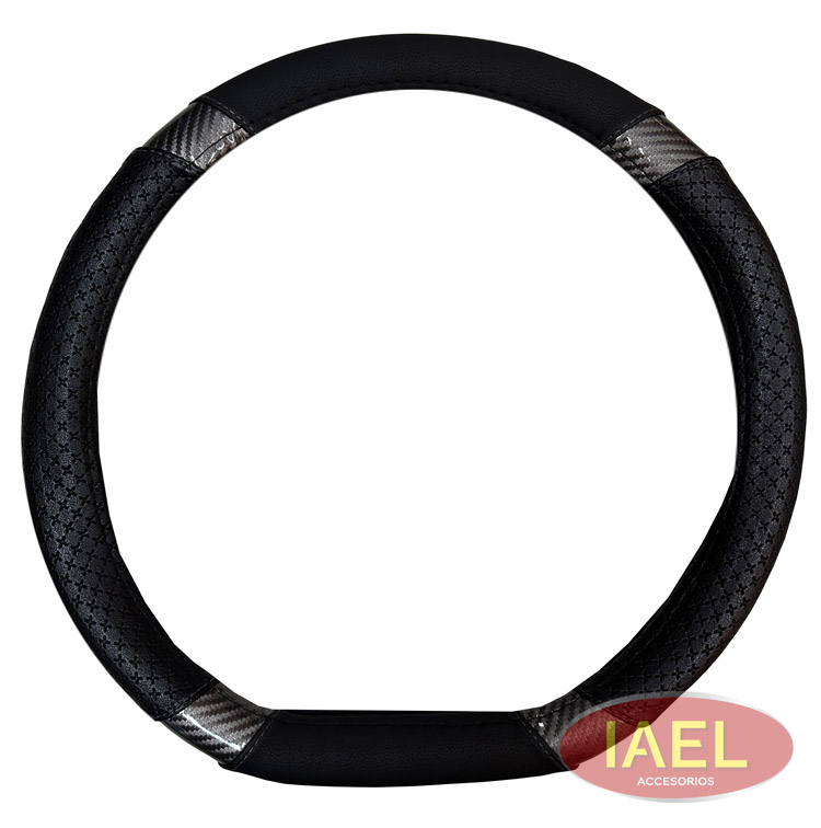CUBRE VOLANTE 38CM BASE PLANA, NEGRO CON GRIS CARBONO - 2